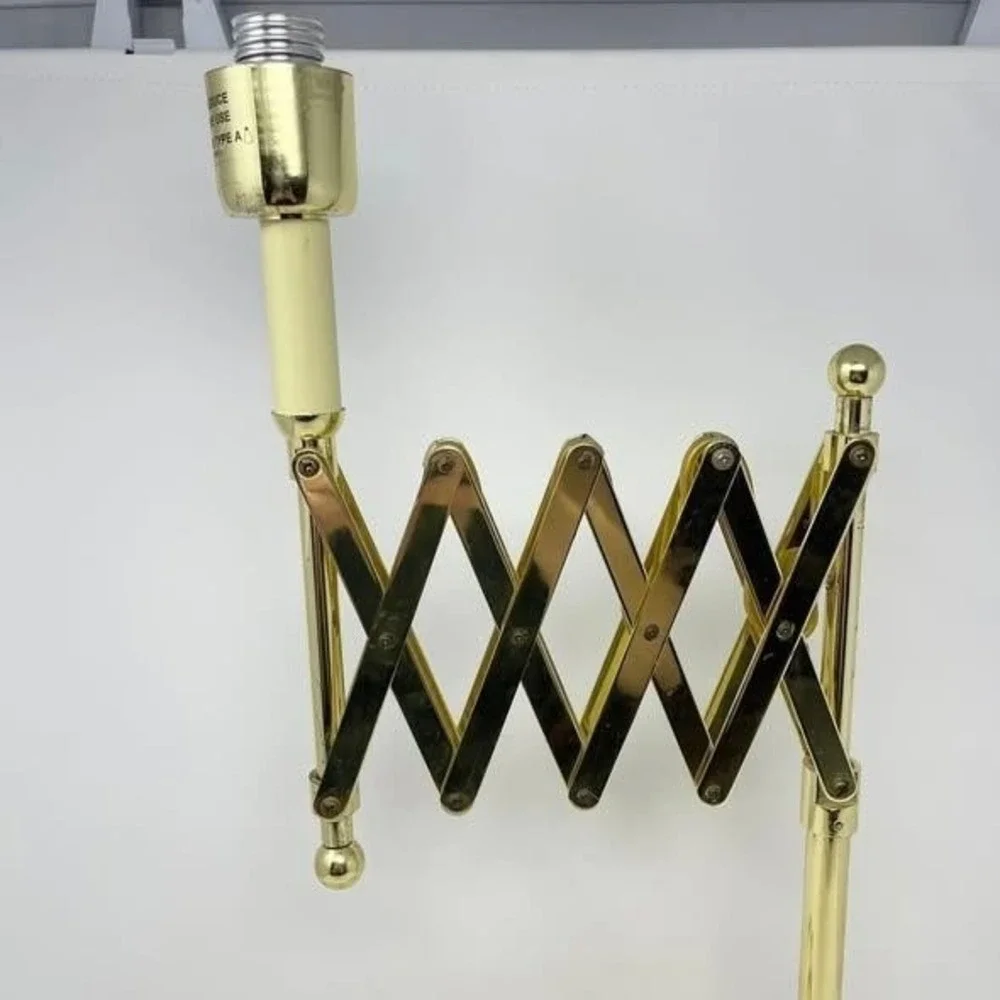 Vintage MCM Brass Extending Accordion Scissor‎ Table Lamp Sturdy Tested Works